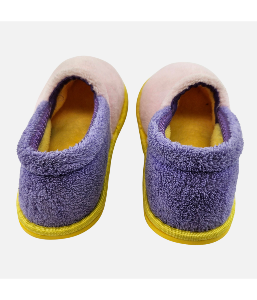 Pink & Violet Toweling Slippers - Girls