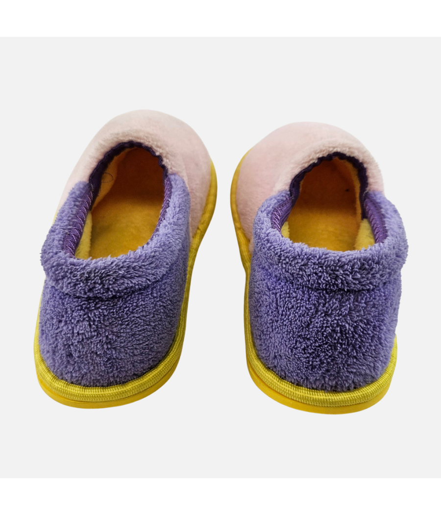 Pink & Violet Toweling Slippers - Girls