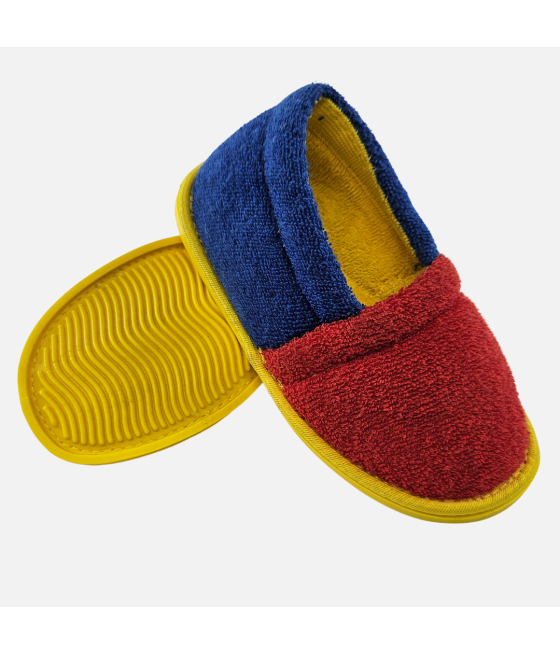 Red & Blue Toweling Slippers - Boys