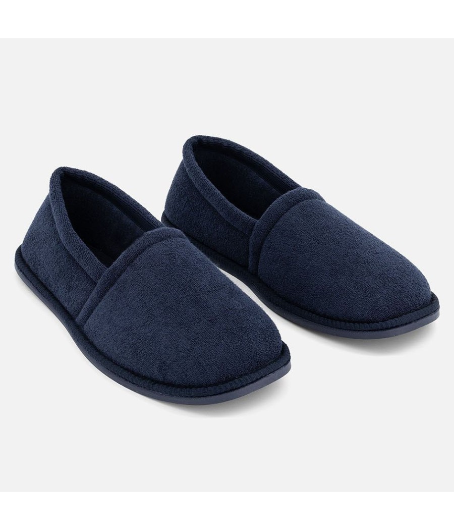 Keep your feet warm and cozy with our plush terry slippers.